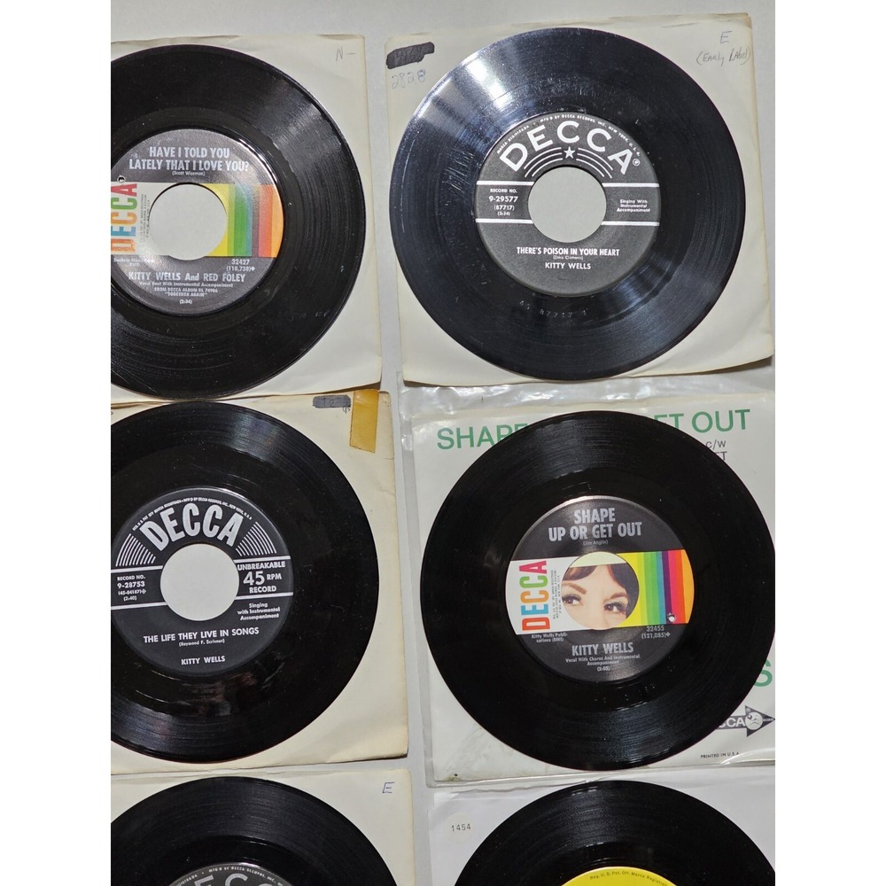 Kitty Wells 45 Rpm Vinyl‎ Record Lot, Qty 10, Decca Records, Great Country Duets - Picture 3 of 10